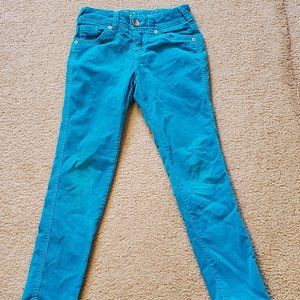 Pretty Cyan Teal Blue Girls Justice Corduroy pants size 8 Wonderful Condition